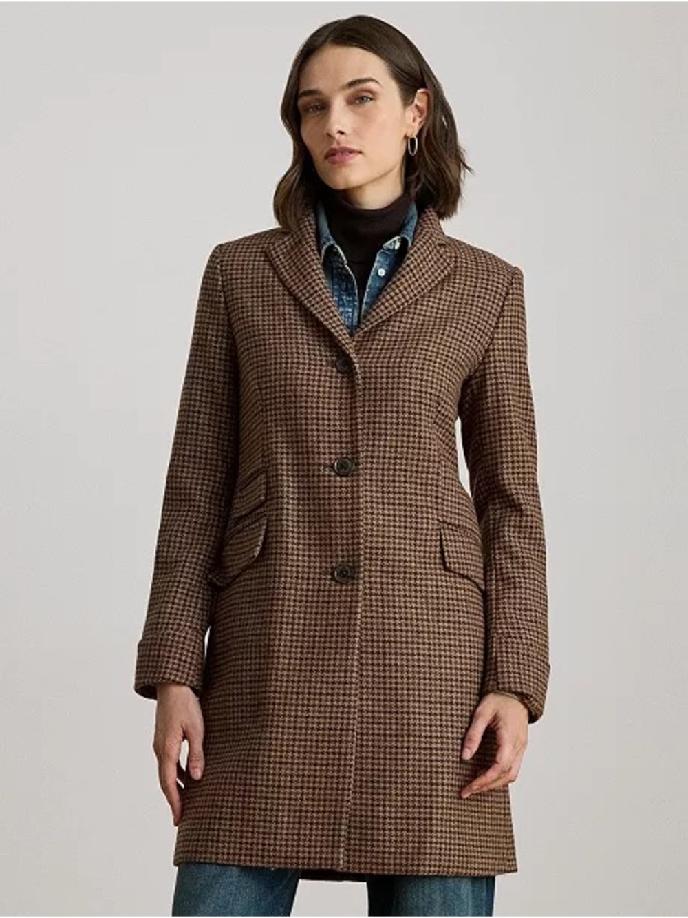 Lauren Ralph Lauren Women’s Size 2 Legacy Check Wool Blend Coat Brown NWT